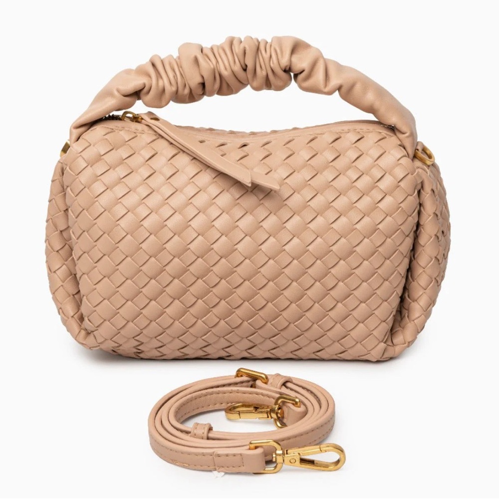 Vegan leather basketweave bag